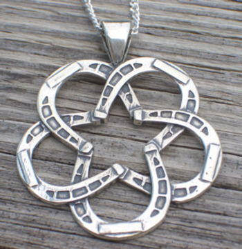 Lone star horseshoe sterling silver equestrian jewelry necklace. Made in the USA
