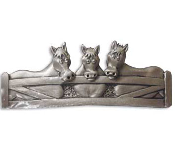 Horses with Moving Heads Barrette - Pewter