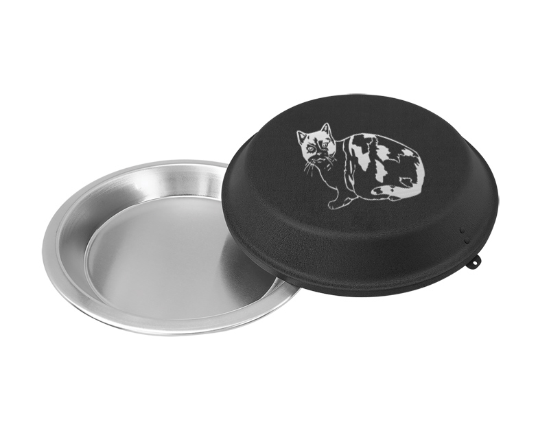 Custom pie pan with your choice of cat design and personalized text.