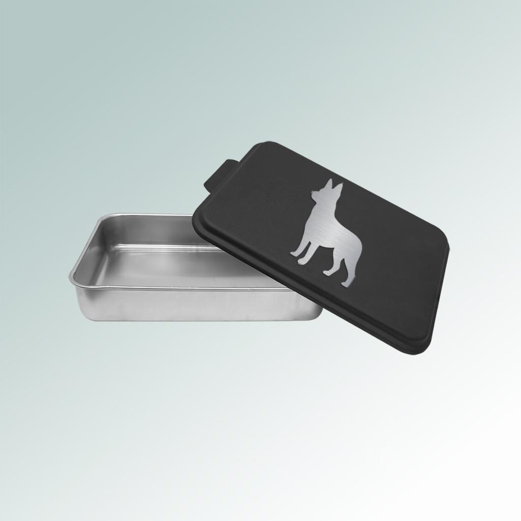 Personalized dog breed cake pan with engraved dog breed design and custom text. 100+ dog breeds to choose from.