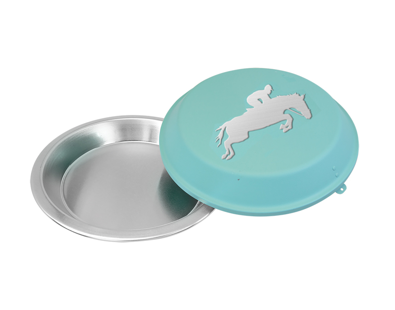 Custom pie pan with your choice of horse design and personalized text.