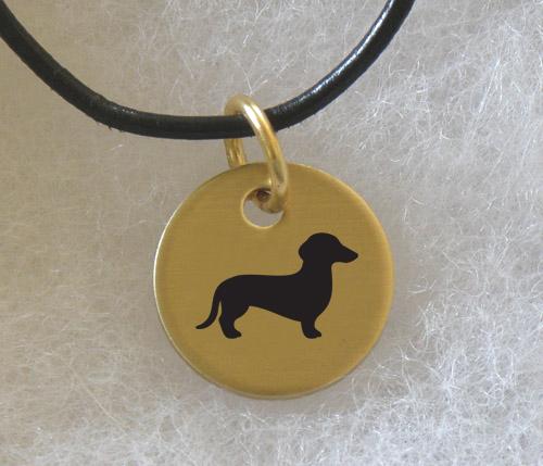 Brass charm necklace with engraved dog design of your choice. Dog Necklace