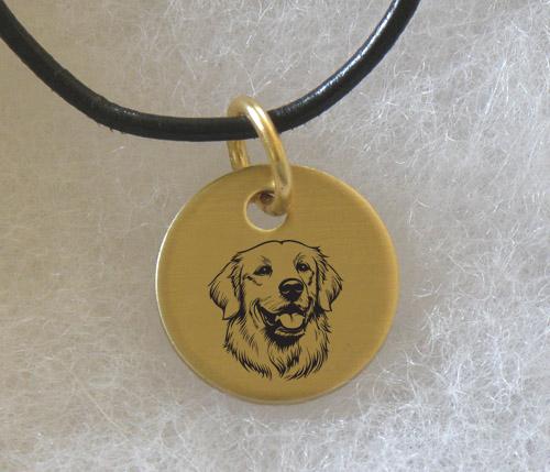 Brass charm necklace with engraved Golden