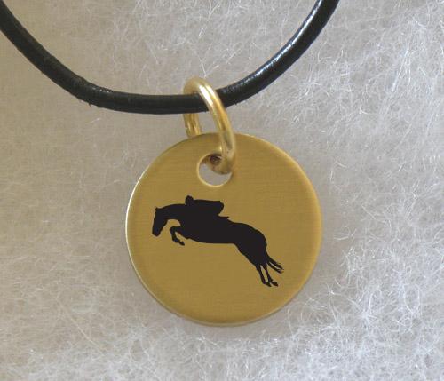 Brass charm necklace with engraved horse silhouette of your choice. Horse Necklace