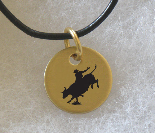 Brass charm necklace with engraved rodeo design of your choice. Rodeo Necklace