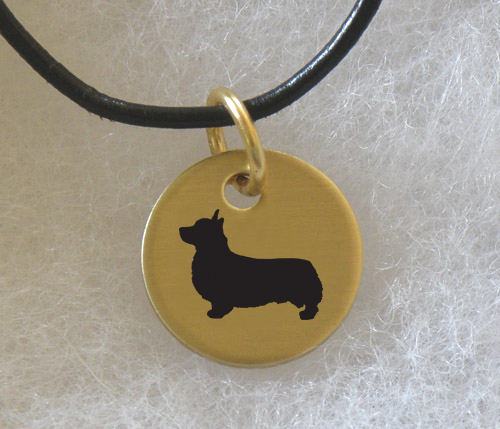 Brass charm necklace with engraved corgi design of your choice. Corgi Necklace