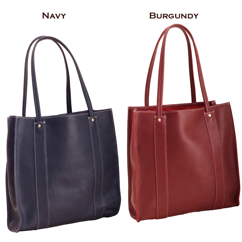 Navy and Burgundy carry all leather equestrian travel bag with shoulder straps from Tory Leather.