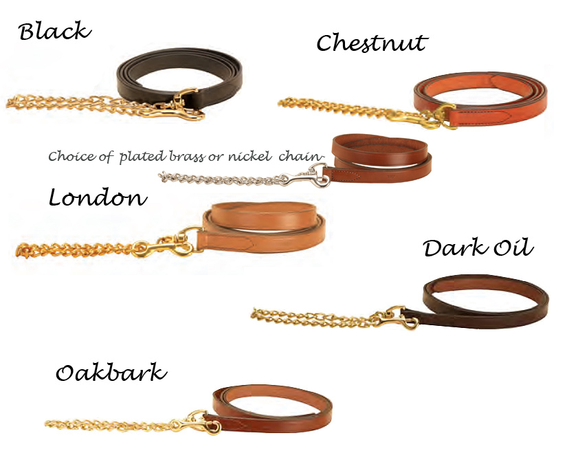 Tory Leather's 1 inch leather horse lead is single ply creased leather and comes with a 24 inch chain.