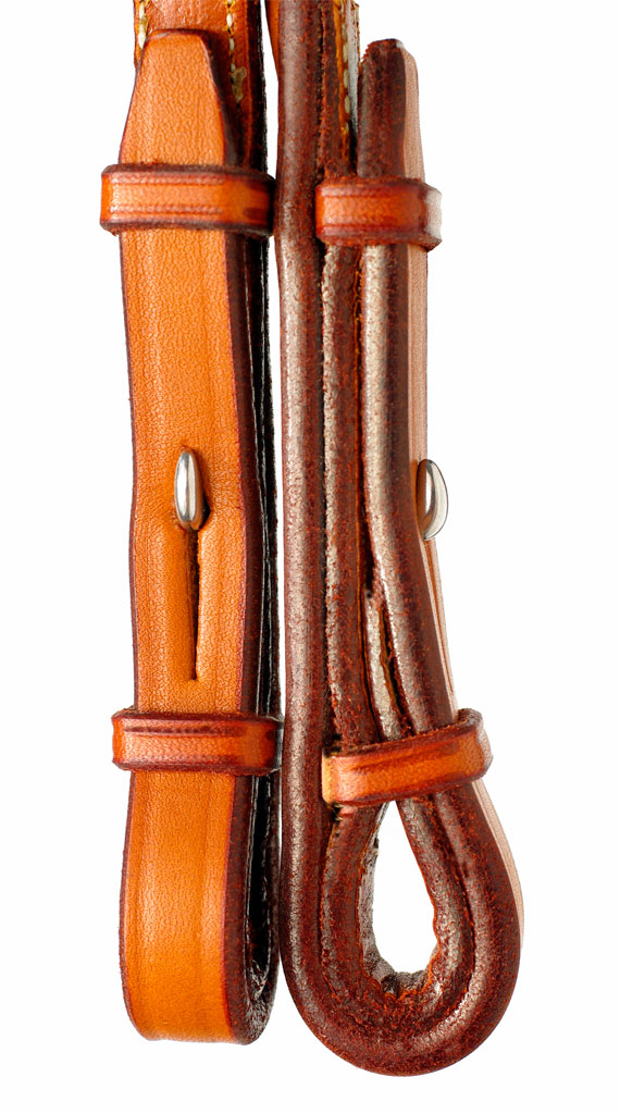 Edgewood Leather Fancy Stitched Pelham Horse Reins - 1/2"