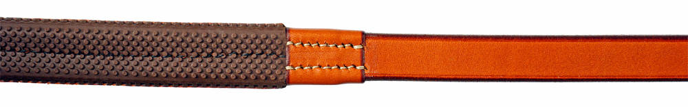 Brown 5/8" Edgewood flat rubber grip horse reins.