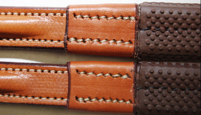 Finely crafted leather and rubber reins from Edgewood.