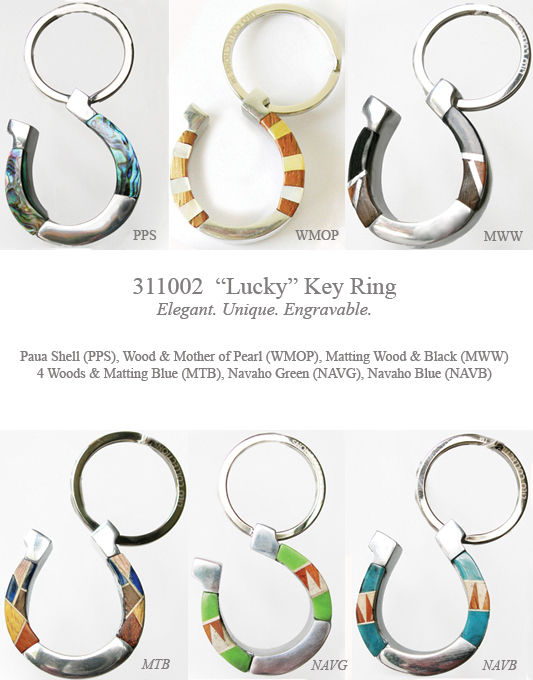 Lucky horseshoe key ring in many choices of colors.
