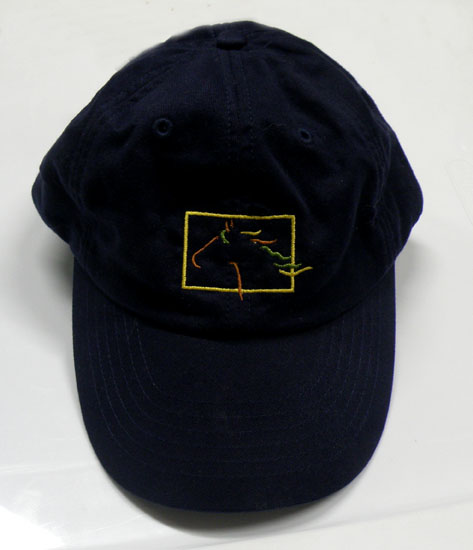 Navy horse head scrunchie baseball cap.