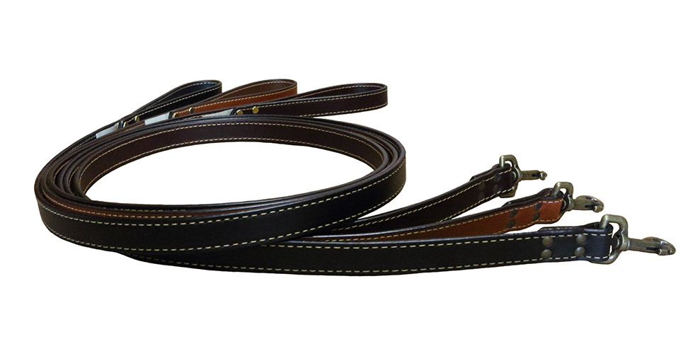 The Heirloom Collection dog leash is made of full grain leather and the beautifully crafted antiqued brass plated nickel hardware.