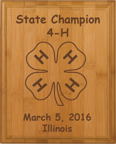 Custom Engraved Bamboo Plaque - 4-H Logo