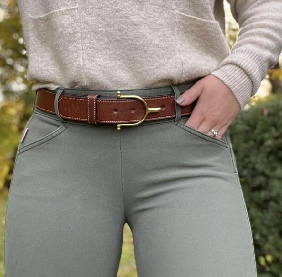 Oakbark English Spur Leather Belt with Stitching- 1 1/2" wide