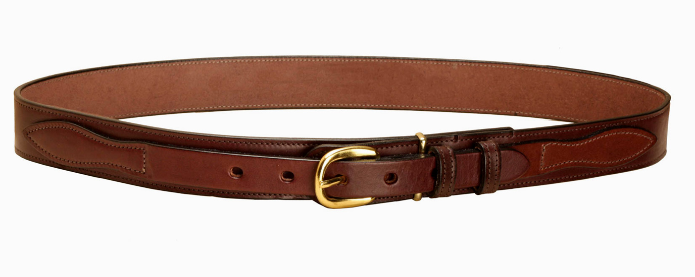 Havana leather stitched ranger belt 1 1/4 inch wide.