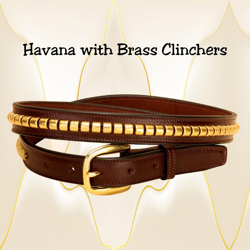 Havana leather with silver clinchers belt.