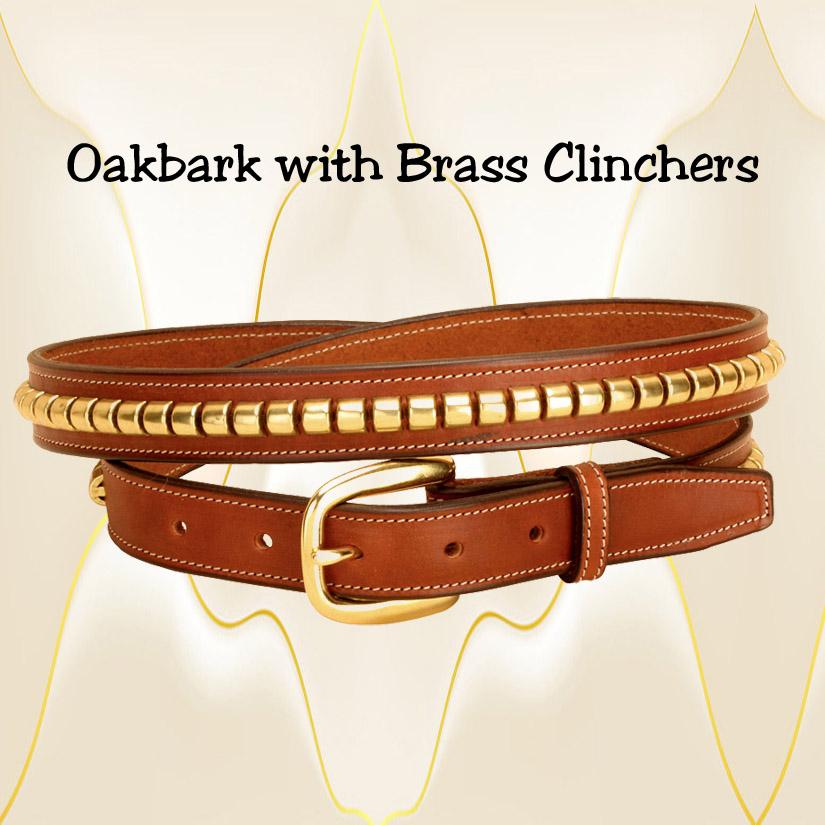 Oakbark leather with silver clinchers belt.