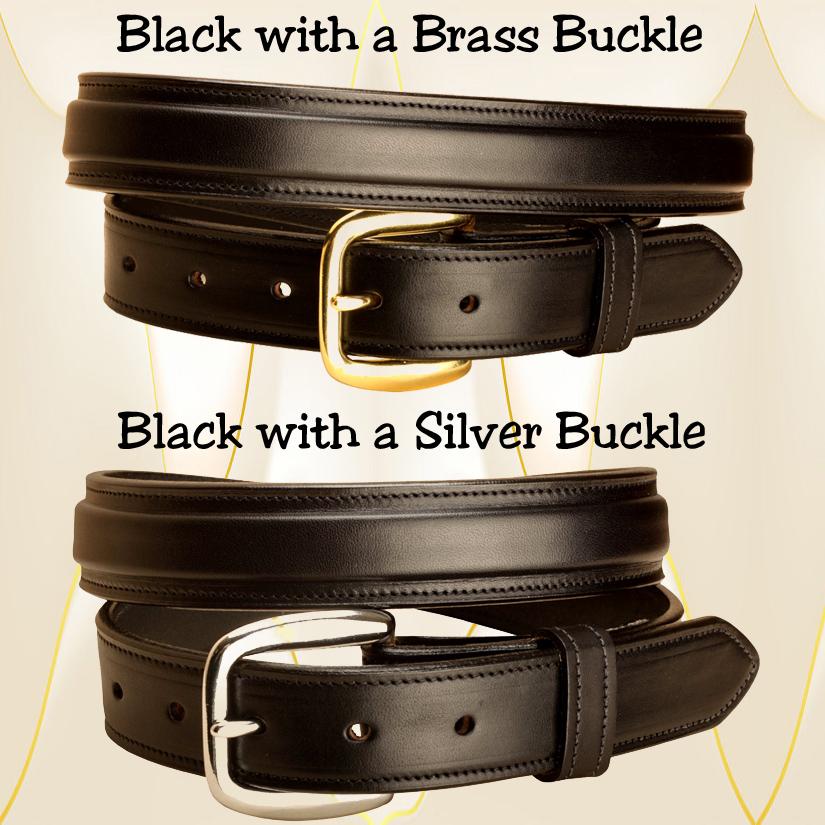 Raised black 1 1/4" English bridle leather belt .