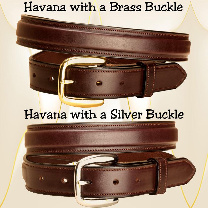 Raised Havana 1 1/4" English bridle leather belt .