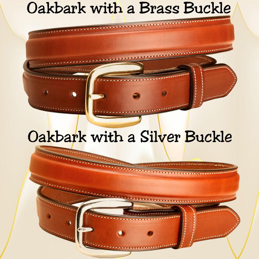 Raised oakbark 1 1/4" English bridle leather belt .