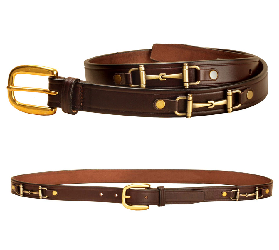 Brown Leather Belt with Snaffle Horse Bit design SALE CLEARANCE BARGAIN STOCK 
