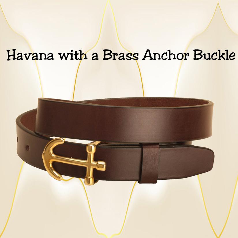 Havana bridle leather belt with an anchor buckle.