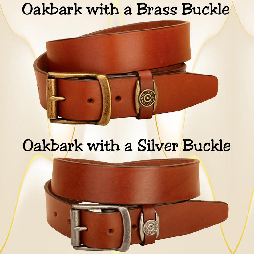 Oakbark bridle leather signature keeper belt.