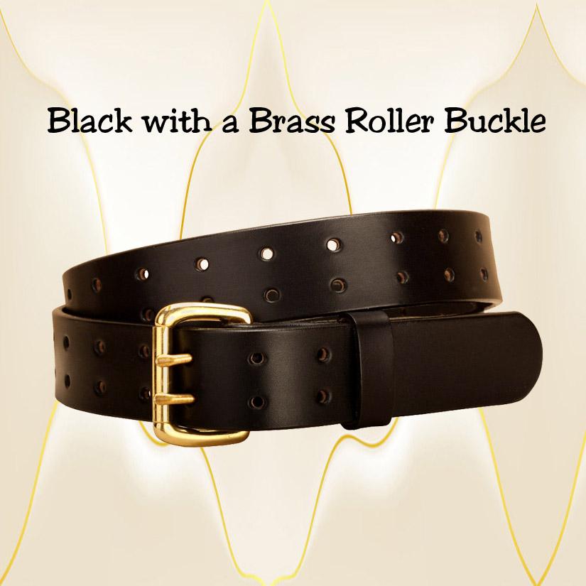 Black Tory Leather Double holes and double tongue leather equestrian belt.