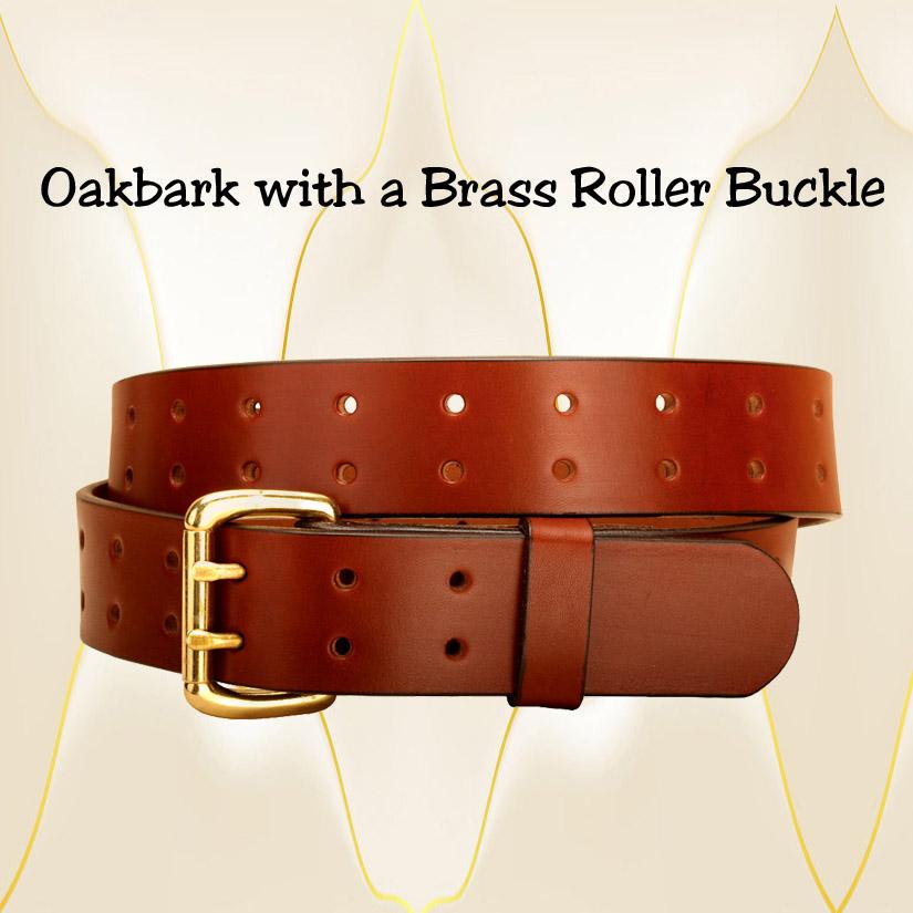 Oakbark Tory Leather Double holes and double tongue leather equestrian belt.