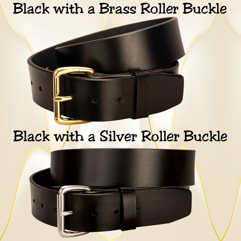 1 3/4" wide black bridle leather plain strap belt with 9 holes for maximum sizing.