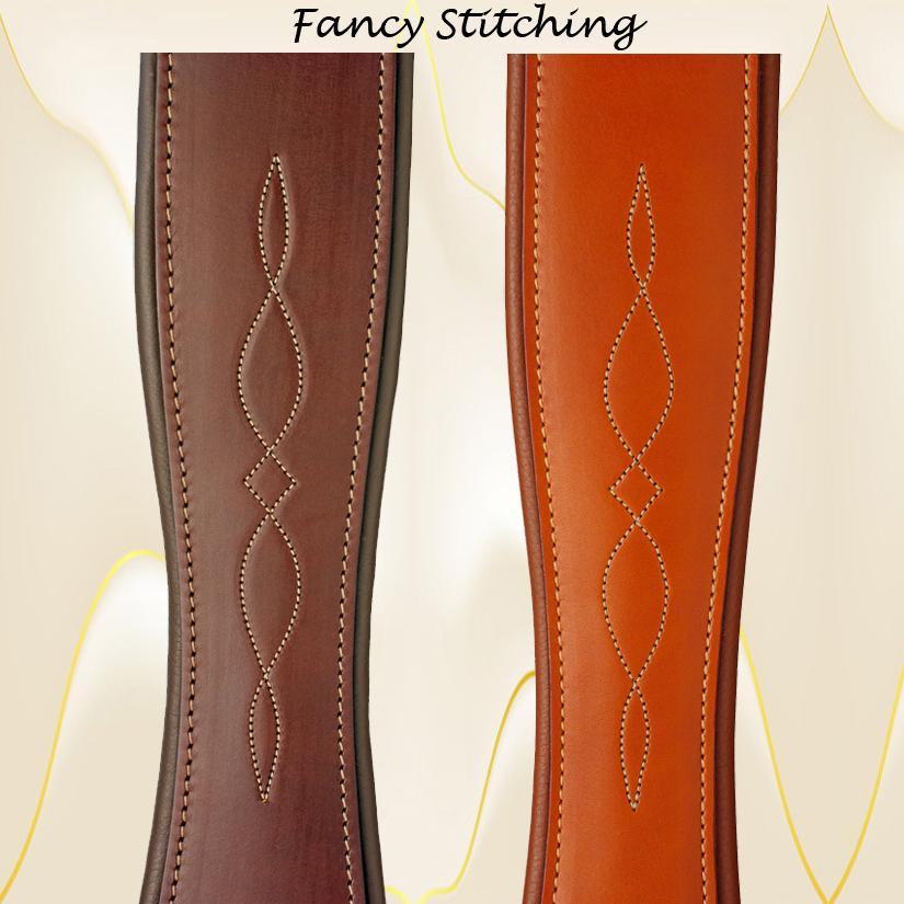 Edgewood double elastic leather girths come with fancy stitching.