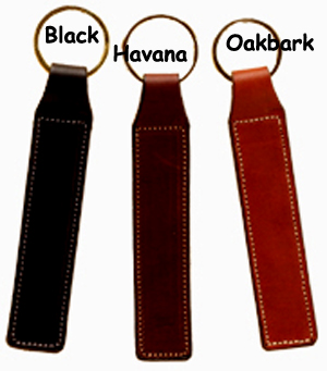 Leather key fob in black, havana or oakbark.