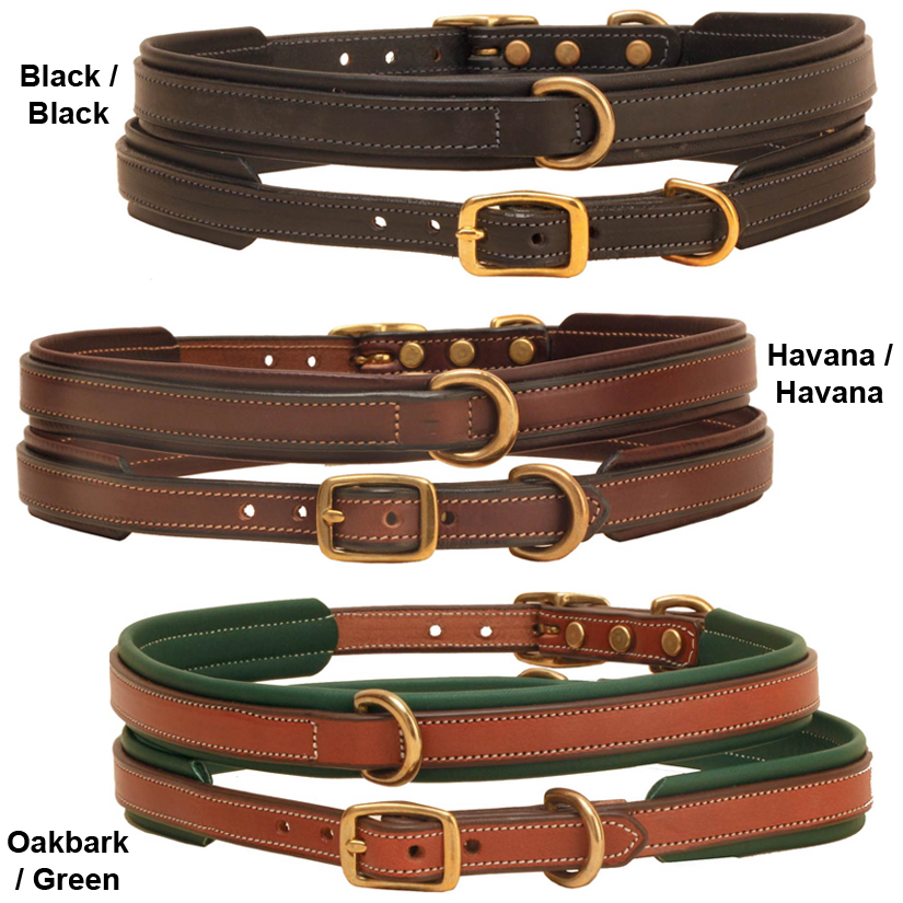 Tory Leather padded center dee ring dog collar.