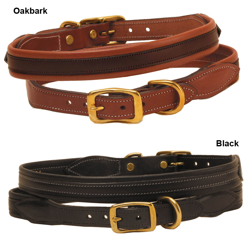 Tab ends padded leather dog collar from Tory Leather.