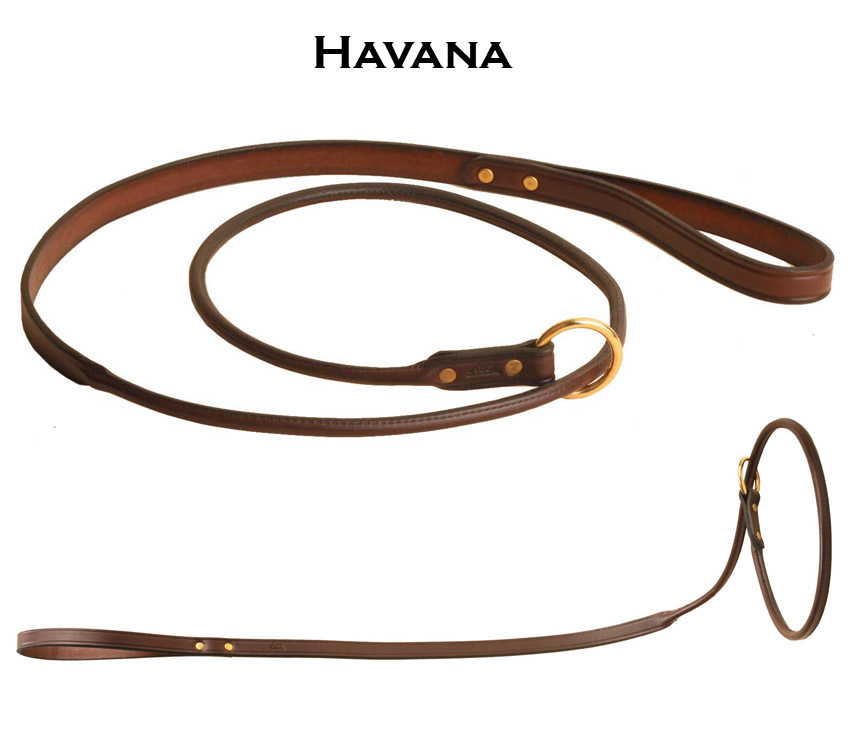 Havana leather slip style dog leash from Tory Leather.