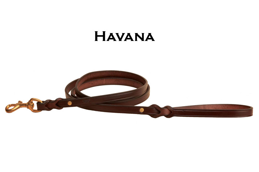 Havana leather decorative split twist dog leash from Tory Leather.