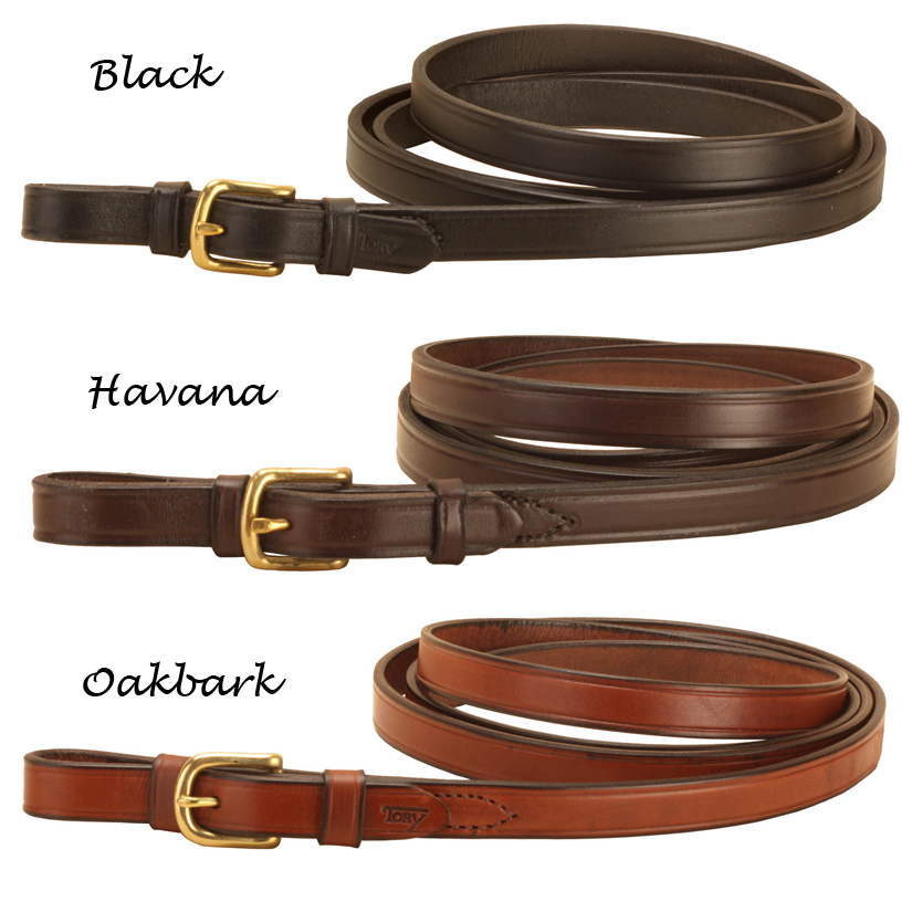 Creased bridle leather lead with a brass buckle. Leather Horse Lead