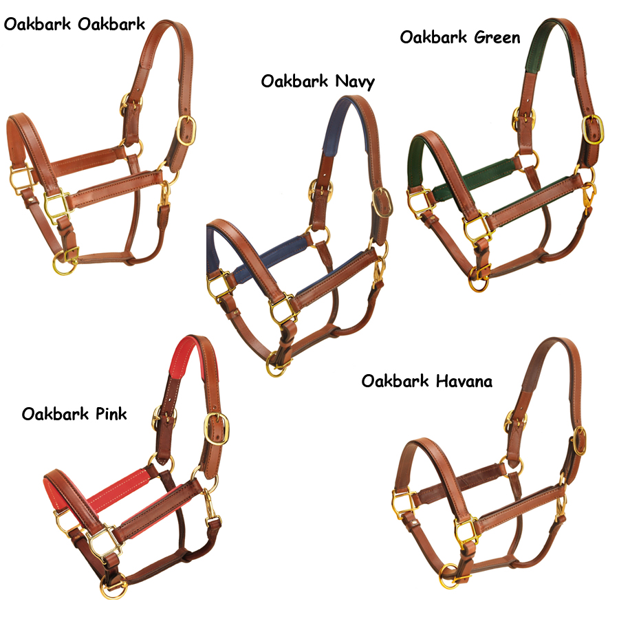 Oakbark leather padded Tory horse halter padding color options.