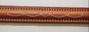 Tan Edgewood leather fancy stitched raised dog collar with engraved hanging brass nameplate.