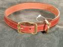 Oakbark saddle stitched laser engraved leather dog collar.