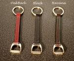 English stirrup leather fobs come in either black, Havana or Oakbark.