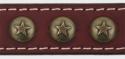 Studded with a generous quantity of antiqued brass star ornaments, these leather dog collars are beautiful.