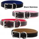 Black with stainless steel hardware padded Auburn Leathercrafters dog collar.