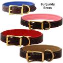 Burgundy with brass hardware padded Auburn Leathercrafters dog collar. Padded Collar