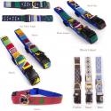 Hand woven fabric A Tail We Could Wag medium size dog collar.