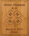 Custom Engraved Bamboo Plaque - 4-H Logo