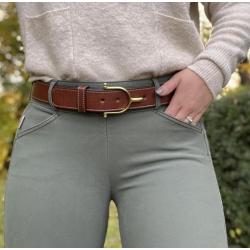 Oakbark English Spur Leather Belt with Stitching- 1 1/2