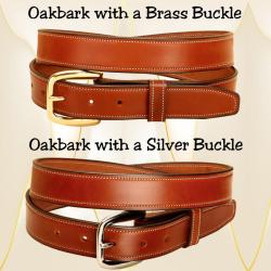 Oakbark leather edge stitched belt 1 1/4